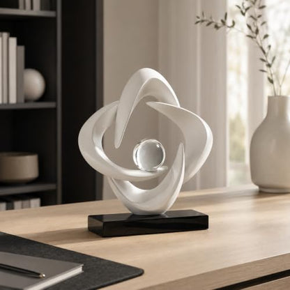 Abstract Art Sculptures Living Room Office Book Shelf Decor - color: White