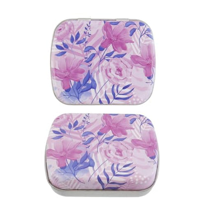 4pcs Purple Flower Empty Hinged Tin Box Metal Storage Box - color: Purple Flower