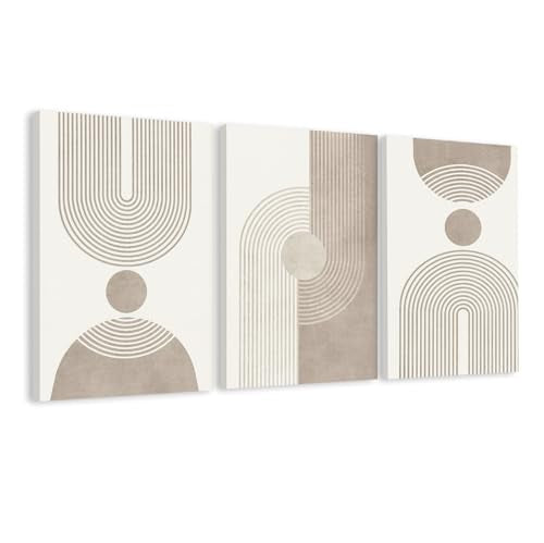 EJPFOGV Triptych Abstract Geometric Wrapped Canvas Wall Art 16x24 inches x3 | Wooden frame, UV-resistant ink, Giclée printing process, Pre-installed hooks make it easy to hang home or office wall decor - color: Geometry, size: 24"L x 16"W