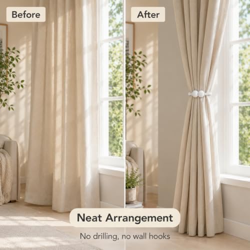 Magnetic Curtain Tiebacks 16 Pack White