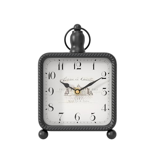 Vintage Black Table Clock on Stand, Desk and Shelf Decor Clock - color: Black