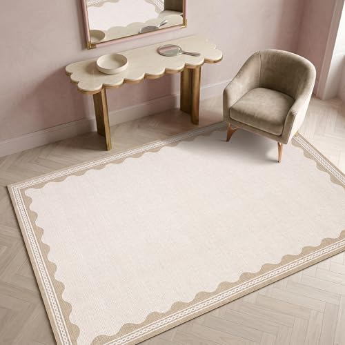 GarveeHome Scalloped Rug - color: Beige, size: 3' x 6' (Rectangular)
