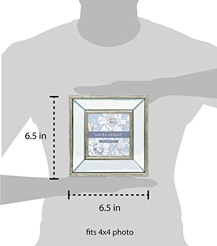 Laura Ashley 4x4 Silver Beveled Mirror Picture Frame Tabletop & Wall Mount - color: Silver, size: 4x4