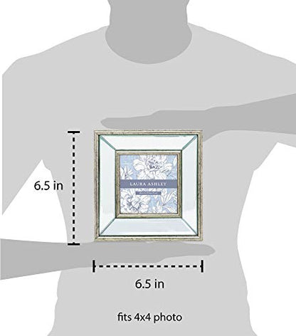 Laura Ashley 4x4 Silver Beveled Mirror Picture Frame Tabletop & Wall Mount - color: Silver, size: 4x4