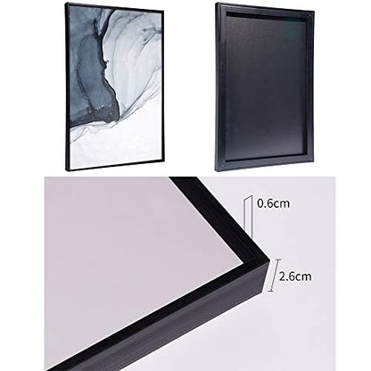 Large Neutral Abstract Framed Canvas Wall Art Set of 3 - color: Blue and White