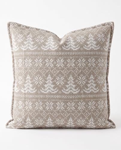 SanVia Designer Cotton Throw Pillow Covers 20x20 for Nooks, Beds & Sofas - color: Taupe Fair Isle, size: 20" x 20" (Pack of 1)