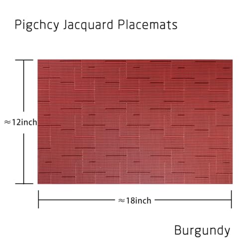 PIGCHCY Placemats,Washable Durable Vinyl Woven Table Mats,Elegant Heat Resistant Placemats for Dining Table Set of 4 (18 x 12 inches,Burgundy Red) - color: C: Red Burgundy, size: 4 Placemats
