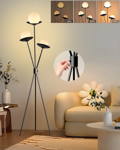 Lightdot Globe Floor Lamp with LED Bulbs Included, Dimmable Floor Lamps,Unique Modern Standing Tall Lamp for Bedroom Living Room/Sofa Beside/Corner Decor-Gold - color: Black-79D