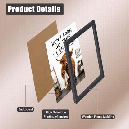 Framed Highland cattle Canvas Wall Art poster prints 12×16In2P Can be hung - color: bathroom-9, size: 12×16in