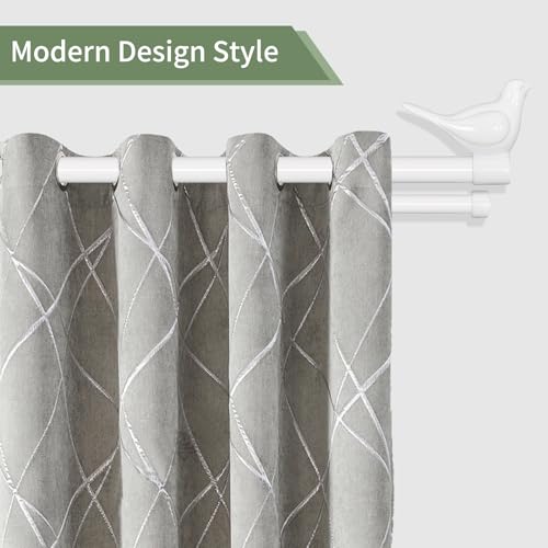 3/4" Diameter Farmhouse Double Window Treatment Curtain Rod, Bird Finials (28"-48", Glossy White) - color: Glossy White, size: 28"-48"