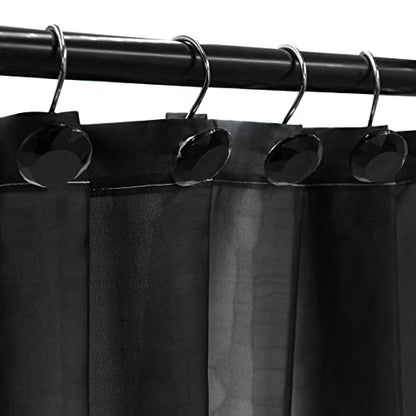 Crystal Diamond Round Shower Curtain Hooks Rings for Bathroom,Black,12PCS - color: Black