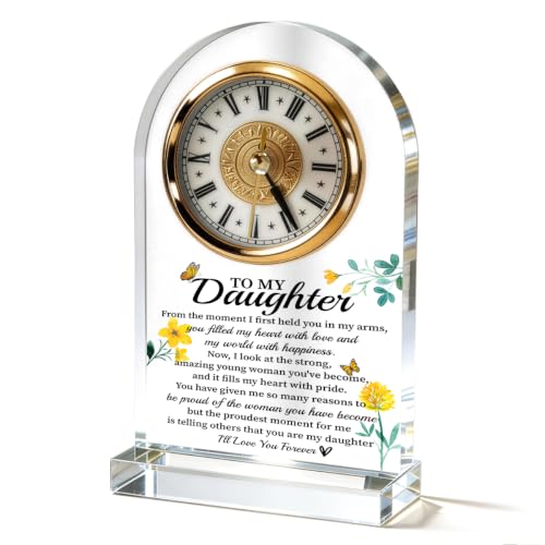 WKYAER Acrylic Desk Clock for Daughter, Sentimental Keepsake with Heartfelt Message, Beautiful Tabletime Decor, Full of Love Gift Idea, Family Love Keepsake, 4.3 x 7.8 in - color: Gift 13