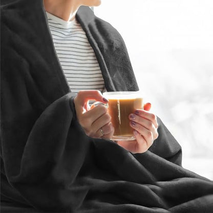 Elegant Throw Blanket for Couch & Sofa, All-Season Lightweight Fleece Blanket, Luxury Soft Cozy Fuzzy Throw for Her Him, Dark Grey, 50 x 56 Inches