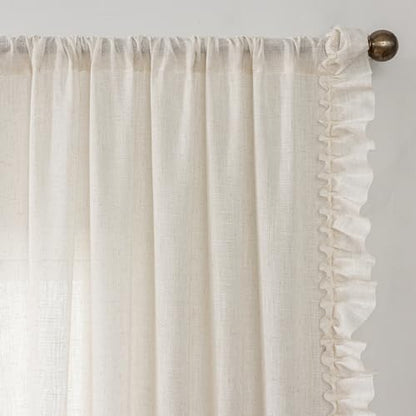 TERLYTEX Natural Linen Curtains with Ruffled Edges 47 x 90 Inch, 2 Panels - color: Natural Linen, size: 47"W x 90"L (Pack of 2)