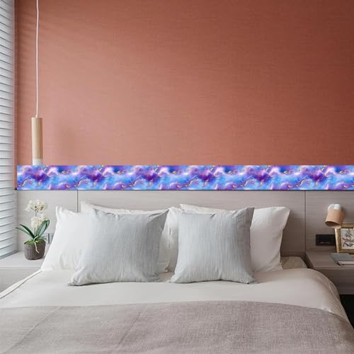 HOMETITUTE Peel and Stick Wallpaper Border 4x196in Purple Marble Pattern - color: blue-violet
