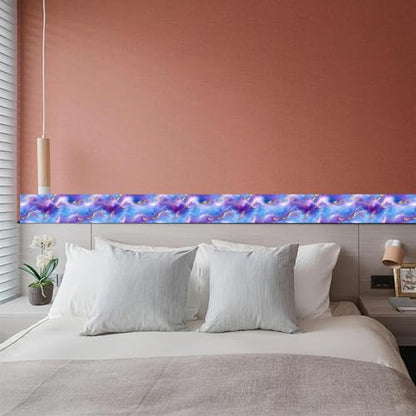 HOMETITUTE Peel and Stick Wallpaper Border 4x196in Purple Marble Pattern - color: blue-violet