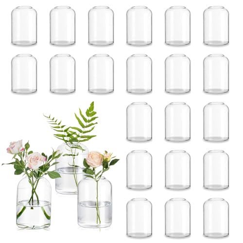 Glasseam Glass Bud Vases for Centerpieces: Bulk of 24 Clear Small Vases - size: S-24Pcs