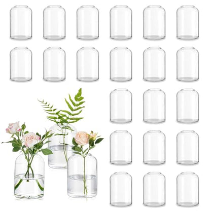 Glasseam Glass Bud Vases for Centerpieces: Bulk of 24 Clear Small Vases - size: S-24Pcs