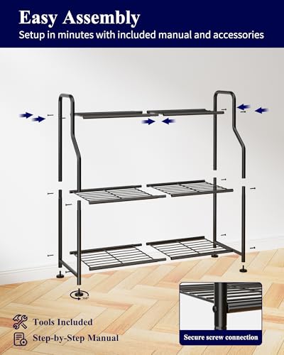 Kitsure Metal Plant Stand Indoor & Outdoor, 27" Wide - 3 Tier, Black - size: 27" Wide - 3 Tier
