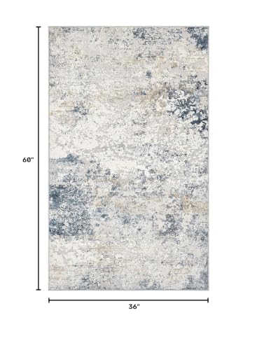 DMOYEST 3x5 Entryway Area Rug Washable Abstract Beige Blue Small Carpet - color: Beige Blue, size: 3' x 5' (Rectangular)