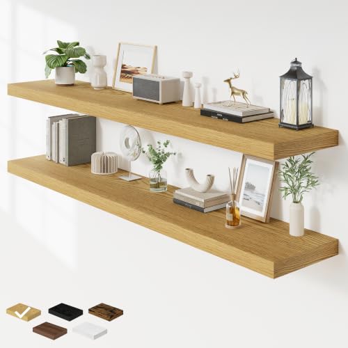 RICHFOCUS 72Inch Floating Shelves for Wall 2Pack|Oak|12" Deep - color: Oak, size: 72"L x 11.6"D, Set of 2