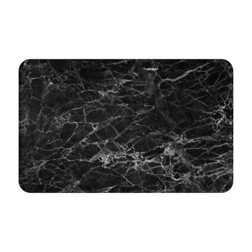 Black Glass Texture Marble Bath Mat Non-Slip Soft Flannel Bathroom Rugs Washable Bathmat, Carpet Rug Entryway Decor for Tub Shower Room Floor Home Kitchen,31.5x20 in - color: Black Glass Texture Marble, size: 1'8" x 2'8" (Rectangular)