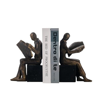 Lukitas Readers Decorative Bookends Heavy Duty Non-Slip, Bronze, Resin 8'' - color: Newspaper Reader