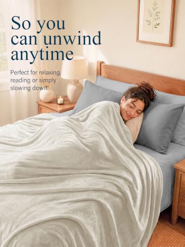Utopia Bedding Ultra Soft Fleece Bed Blanket Throw Size Linen (50x60 Inch) - color: Linen, size: Throw (50x60 Inch)