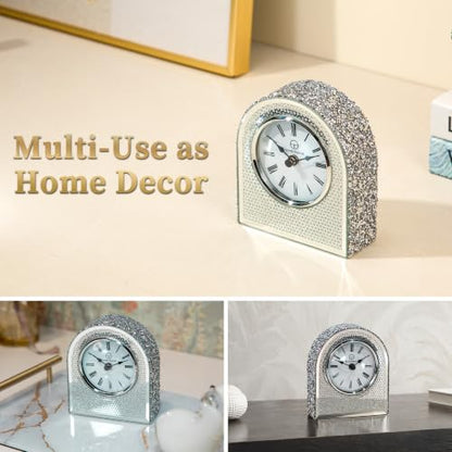 Arched Mirrored Glass Table Clock - color: Sparkle