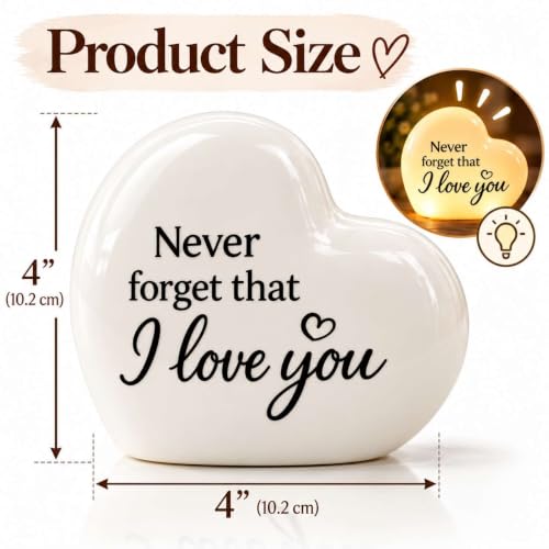 Gifts for Daughter from Mom Dad, “Never Forget That I Love You” Heart LED Light, Meaningful Gifts for Daughter, Son, Mom, Grandma, Wife, Girlfriend, Birthday Christmas Valentine’s Day Gifts - color: Love
