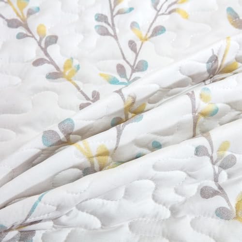 Exclusivo Mezcla 60"x 80" Boho Quilted Throw Blanket, White Quilt Throw - color: Floral White, size: 60 x 80 inch