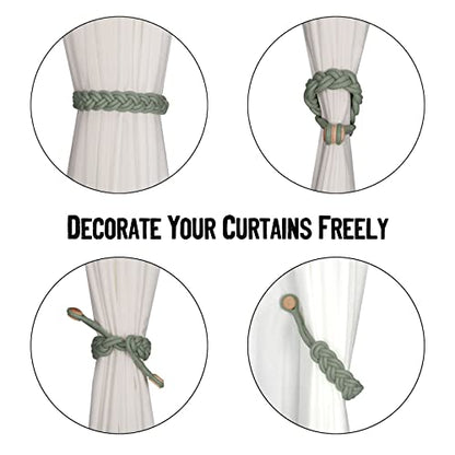 BEL AVENIR Curtain Tiebacks Magnetic 1 Pack Woven Drapery Holdback - color: Silver-1pack