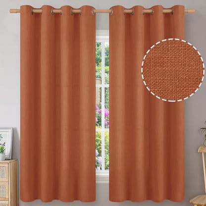 BGment Terracotta Linen Curtains 63 Inch Length for Living Room - 2 Panels - color: Terracotta, size: 52"W x 63"L (Pack of 2)