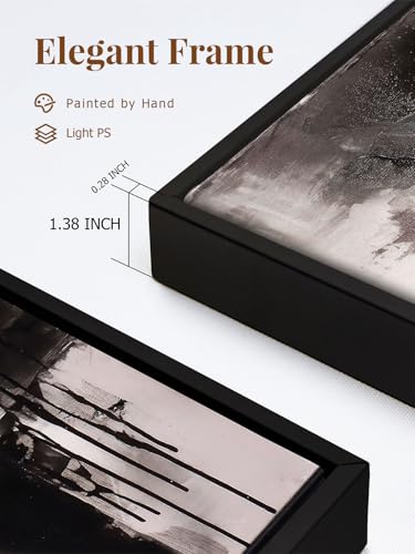 SAFERRYHOME Modern 3D Textured Black and White Abstract Wall Art, 24"x36"x2 - color: Black White, size: 24" x 36" x 2 Panel Framed