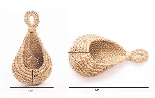 Small Jute Hanging Wall Basket, Handmade Planter for 3- Inch Plant Pots