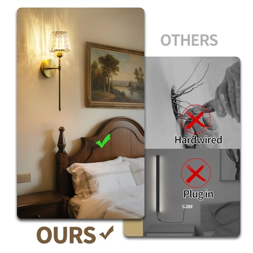 Battery Operated Crystal Wall Sconce Set of 2, Gold Rechargeable Wireless Wall Sconces with Remote Dimmable 12 Colors Modes Led Wall Lights, Wall Lamp for Bedroom Living Room Hallway, 2 Bulbs Included - color: Gold