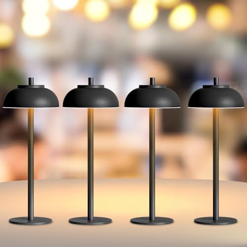 Cordless Table Lamps, Rechargeable LED Touch Lamp, Black, 4 Pack - color: Black-Set of 4