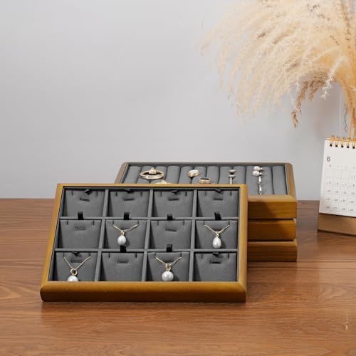 Oirlv Wood Jewelry Tray Dark Grey - color: Grey, size: 1 grid