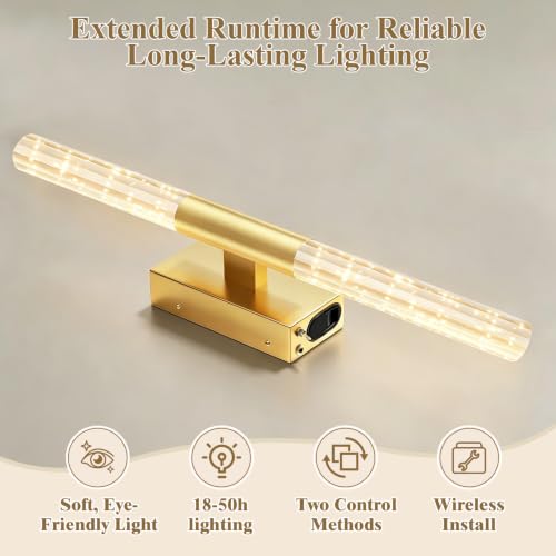 camuucci Battery Operated Wall Sconces Set of 2, Rechargeable Wall Lights - color: Gold, size: 25.6 Inches
