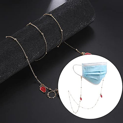 LIKGREAT Eyeglass Chain for Women Face Mask Link Chains Sunglass Strap Holder KC Gold Plated - color: Strawberry