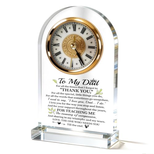 WKYAER Acrylic Table Clock for Dad, Gift from Daughter Son, Clear Desk Clock Decor, Father's Day Birthday Holiday Present, Living Room Office Bookshelf Decor 4.3 x 7.8 in - color: Dad 12