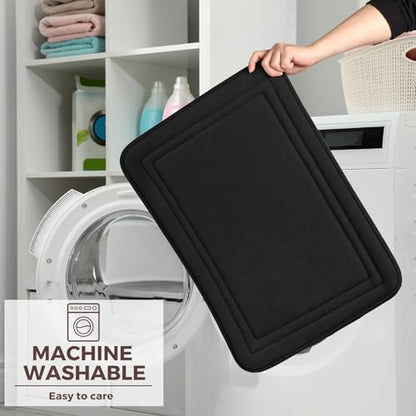 Black Bathroom Rug Set 2 Piece Memory Foam Microfiber Bath Mat - color: Black, size: 17 in x 24 in and 20 in x 32 in