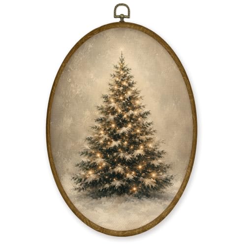 JMENGSSFL Warm Glowing Christmas Tree Oval Wall Art Holiday Decor 8.6x11.4 - color: Christmas-13