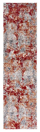 SAFAVIEH Aston Collection Runner Rug - 2' x 8', Red & Grey, Modern Abstract Design, Non-Shedding & Easy Care, Ideal for High Traffic Areas in Living Room, Bedroom (ASN710Q) - color: Red/Grey, size: 2' x 8' (Runner)