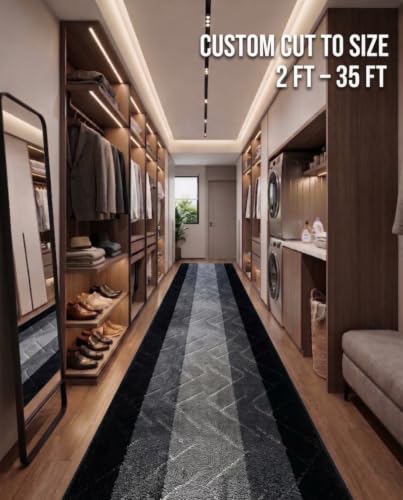 Hallway Runner Rug, 2'7" x 8' Washable Non-Slip Carpet Runner, Custom Size - color: Zigzag-grey, size: 2'7" x 8' (Runner)