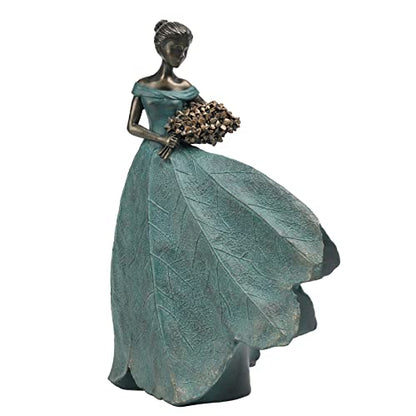 Guichifun Fairy Statue Leaf Angel Girls 7.5 x 4.5 x 11.5 Inch - color: Green-flower, size: Large