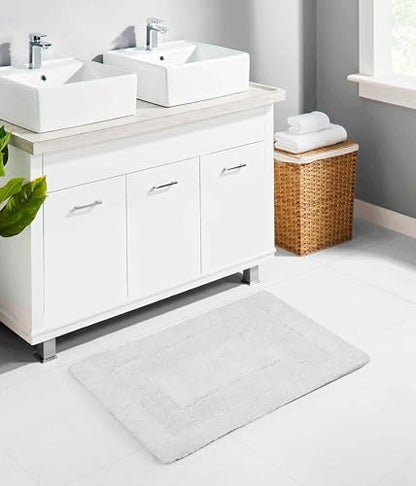 COTTON CRAFT 2 Pack Reversible Bath Mat - Soft Plush Bath Rug -17x24- White - color: White, size: 17x24 Inches