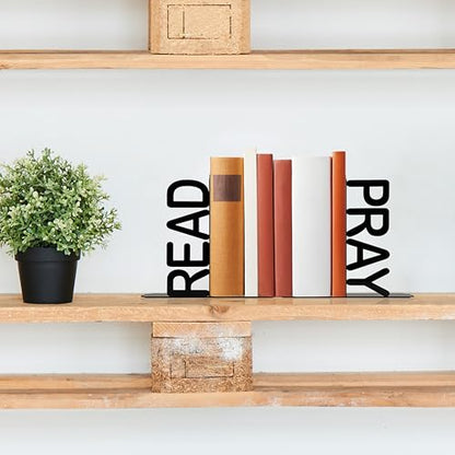 Charming Read and Pray Decorative Bookends - Unique and Cute Bookends for Shelves, Unique and Decorative Book Ends
