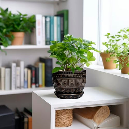 G EPGardening Ceramic Plant Pot, 5.5 Inch Ceramic Planter, Black - color: Palindrome Black