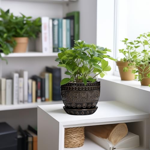 G EPGardening Ceramic Plant Pot, 5.5 Inch Ceramic Planter, Black - color: Palindrome Black